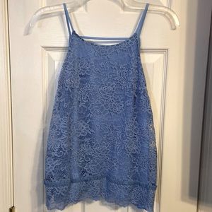 Cami tank, cornflower blue, lace, Francesca’s
